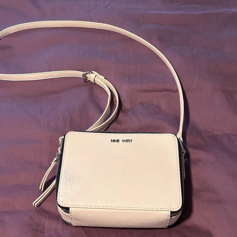 Nine West cream Crossbody Bag with Adjustable Strap and Textured Finish